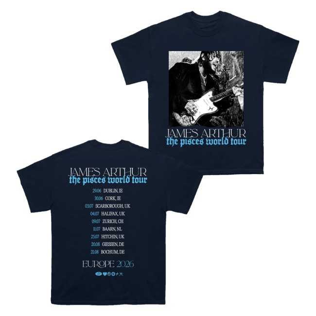 James Arthur Merch Store Pisces Photo Itin 2026 Navy Tee