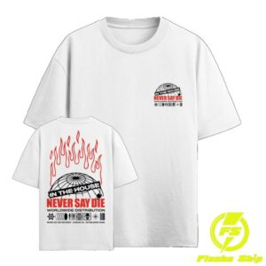 kenny_Kt8 Merch Store Never Say Die Meltdown Tee White