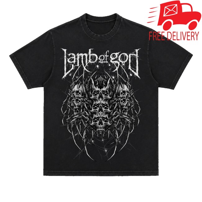Lamb Of God Merch Shop Spiderskull Pigment Wash Tee