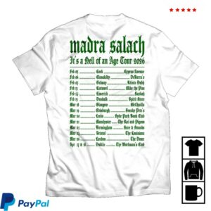 Madra Salach Merch Store White & Green Spring 2026 Tour Shirt