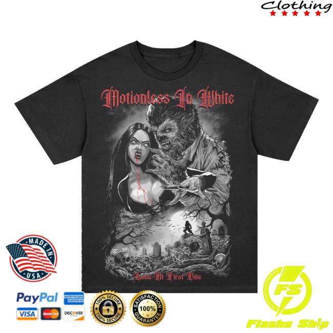 Motionless In White Merch Store Love At First Bite T-Shirt Black 3 Motionless In White Merch Store Love At First Bite T-Shirt Black