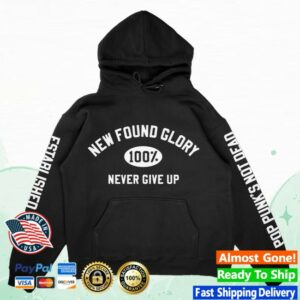 New Found Glory Store Merch Never Give Up Varsity Pullover Hoodie (Black)