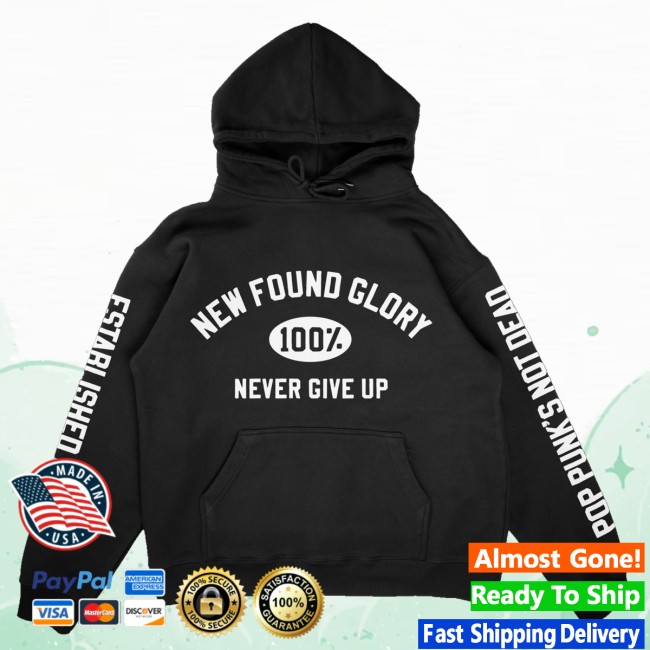New Found Glory Store Merch Never Give Up Varsity Pullover Hoodie (Black) 2 New Found Glory Store Merch Never Give Up Varsity Pullover Hoodie (Black)