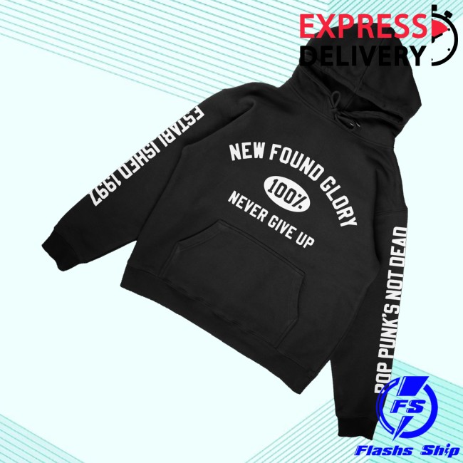 New Found Glory Store Merch Never Give Up Varsity Pullover Hoodie (Black) 3 New Found Glory Store Merch Never Give Up Varsity Pullover Hoodie (Black)