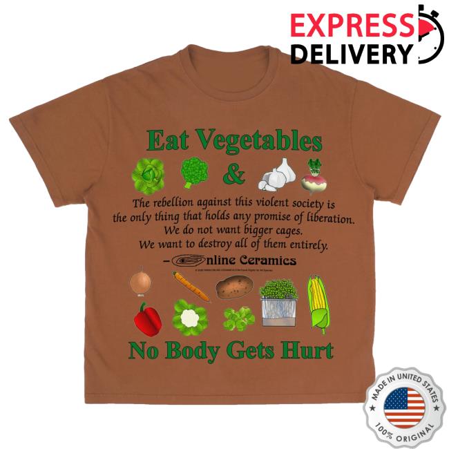 Online Ceramics Store Merch Shop Eat Vegetables Rust Tee