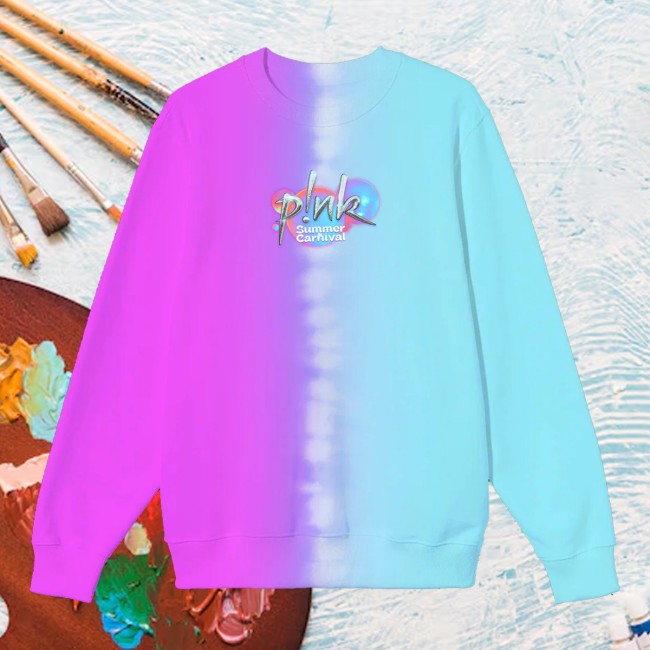 P!Nk Merch Store Split Tie Dye Sweatshirt 3 P!Nk Merch Store Split Tie Dye Sweatshirt