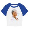 P!Nk Merch Store White & Blue Raglan Baby Tee 6 P!Nk Merch Store White & Blue Raglan Baby Tee