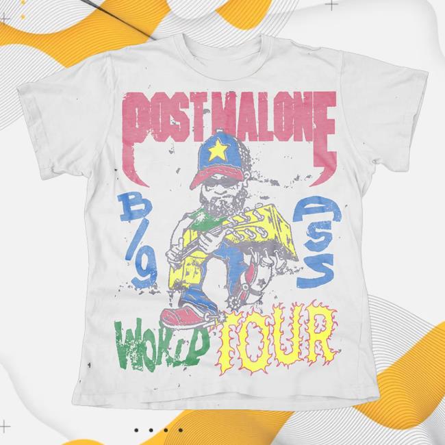 Post Malone Merch Store Big Ass World Tour Illustrated T-Shirt 2 Post Malone Merch Store Big Ass World Tour Illustrated T-Shirt