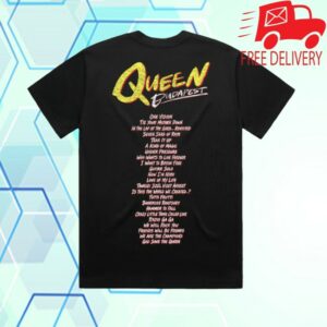 Queen Merch Store Queen Budapest 40Th Anniversary Tracklist Shirt