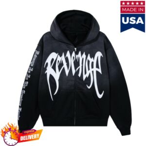 Revenge Store Merch Arch Logo Zip Washed Black-White
