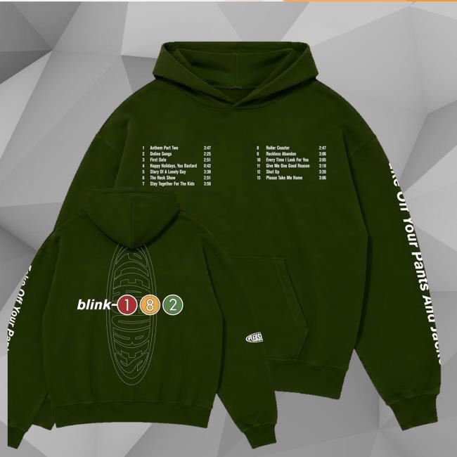 The Blink182 Merch Store Pleasures X Blink-182 Oval Tracklist Hoodie 4 The Blink182 Merch Store Pleasures X Blink-182 Oval Tracklist Hoodie