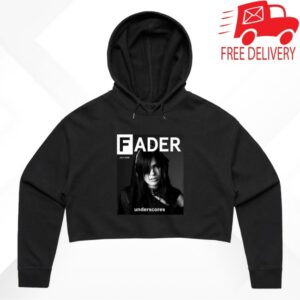 The Fader Merch Store Underscores V2 The Fader Women's Crop Hoodie Black