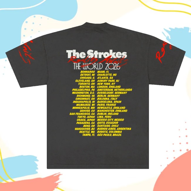 The Strokes Merch Store Reality Awaits The World Tour Tee 4 The Strokes Merch Store Reality Awaits The World Tour Tee