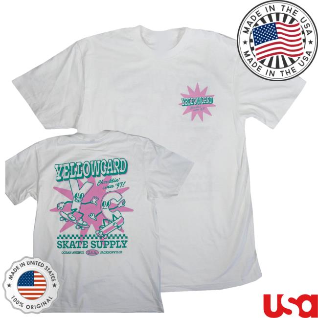 Yellow Card Band Merch Shop Buddies Skate White T-Shirts 5 Yellow Card Band Merch Shop Buddies Skate White T-Shirts