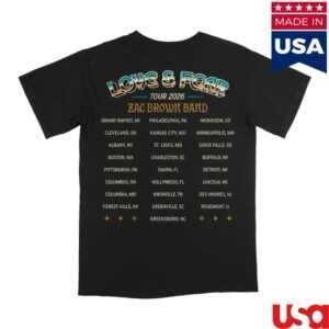 Zac Brown Band Merch Store Classic Rock Tour Black Shirt