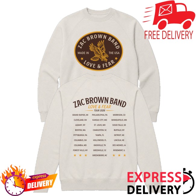 Zac Brown Band Merch Store Eagle Cream Crewneck 5 Zac Brown Band Merch Store Eagle Cream Crewneck