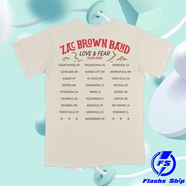 Zac Brown Band Merch Store Mermaid Tour Cream Shirt 6 Zac Brown Band Merch Store Mermaid Tour Cream Shirt