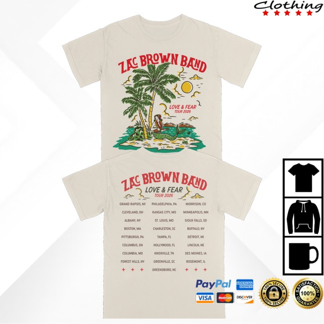 Zac Brown Band Merch Store Mermaid Tour Cream Shirt 8 Zac Brown Band Merch Store Mermaid Tour Cream Shirt