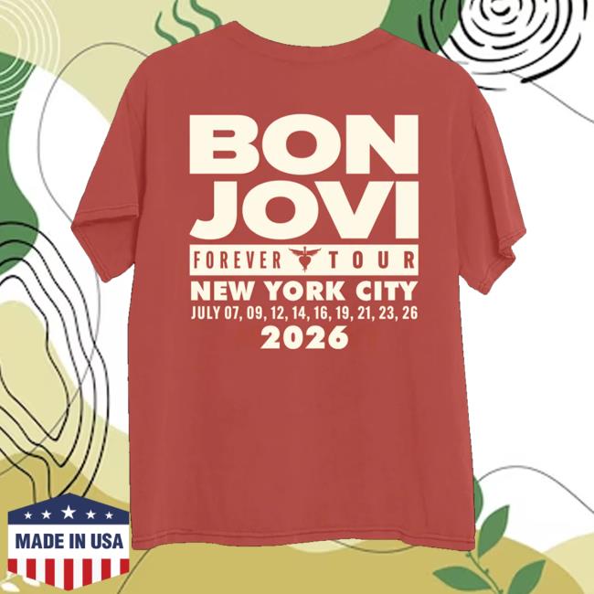 Bon Jovi Merch Shop Store Ny '26 Muted Red T-Shirt 4 Bon Jovi Merch Shop Store Ny '26 Muted Red T-Shirt