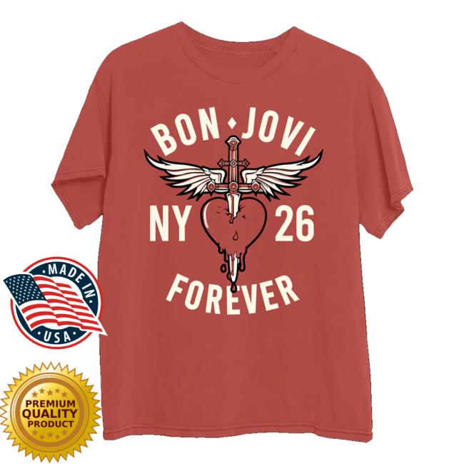 Bon Jovi Merch Shop Store Ny '26 Muted Red T-Shirt 5 Bon Jovi Merch Shop Store Ny '26 Muted Red T-Shirt