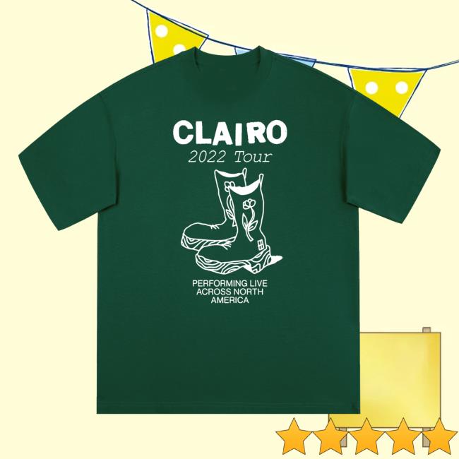 Clairo Merch Store Shop Boots North American Tour (Green) T-Shirt 5 Clairo Merch Store Shop Boots North American Tour (Green) T-Shirt