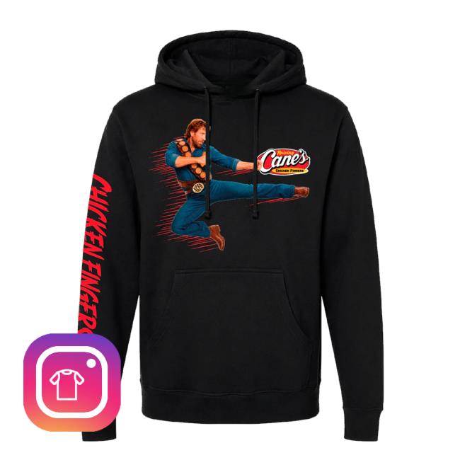 Raising Canes Gear Store Merch Chuck Norris X Raising Cane's Black Hooded Sweatshirt