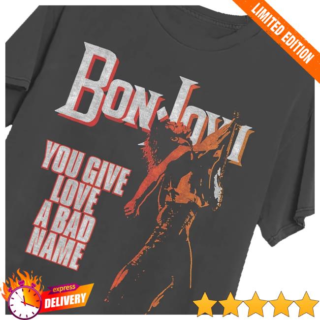 Bon Jovi Merch Store You Give Love A Bad Name '86 T-Shirt 5 Bon Jovi Merch Store You Give Love A Bad Name '86 T-Shirt