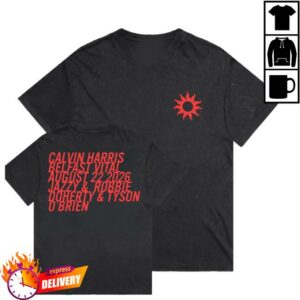 Calvin Harris Store Merch Shop Belfast Vital Stone Wash Black Sun Flame T-Shirt