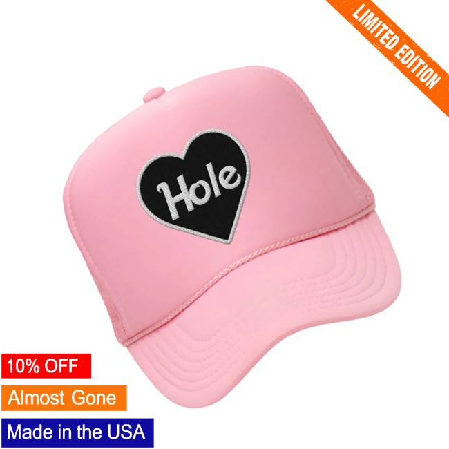 Hole Merch Store Heart Logo Trucker Hat (Pink) 3 Hole Merch Store Heart Logo Trucker Hat (Pink)