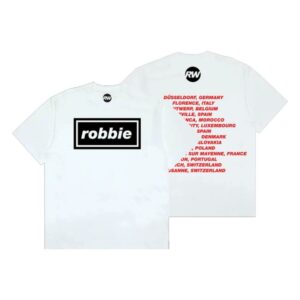 Robbie Williams Merch Store Britpop White 2026 Tour T-Shirt