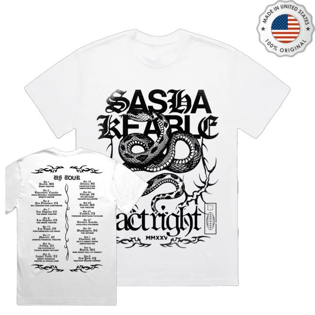 Sasha Keable Merch Shop Store Act Right Us Tour White T-Shirt 4 Sasha Keable Merch Shop Store Act Right Us Tour White T-Shirt