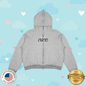 Televisi Star Catalog Store Merch Boxy Zip Up Logo Hoodie Grey