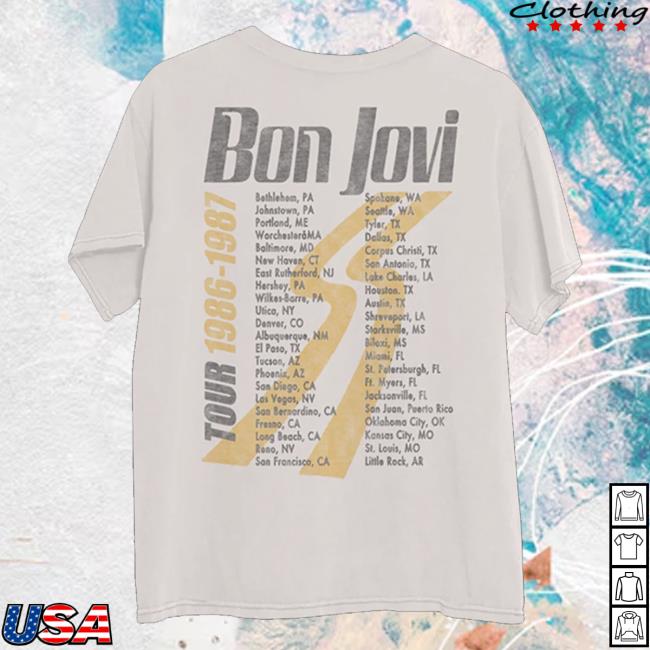 Bon Jovi Merch Store Slippery When Wet Tour Retro Bone T-Shirt 4 Bon Jovi Merch Store Slippery When Wet Tour Retro Bone T-Shirt