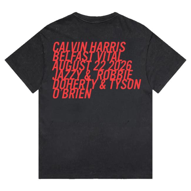 Calvin Harris Merch Shop Belfast Vital Stone Wash Black Sun Flame T-Shirt 4 Calvin Harris Store Merch Shop Belfast Vital Stone Wash Black Sun Flame T-Shirt