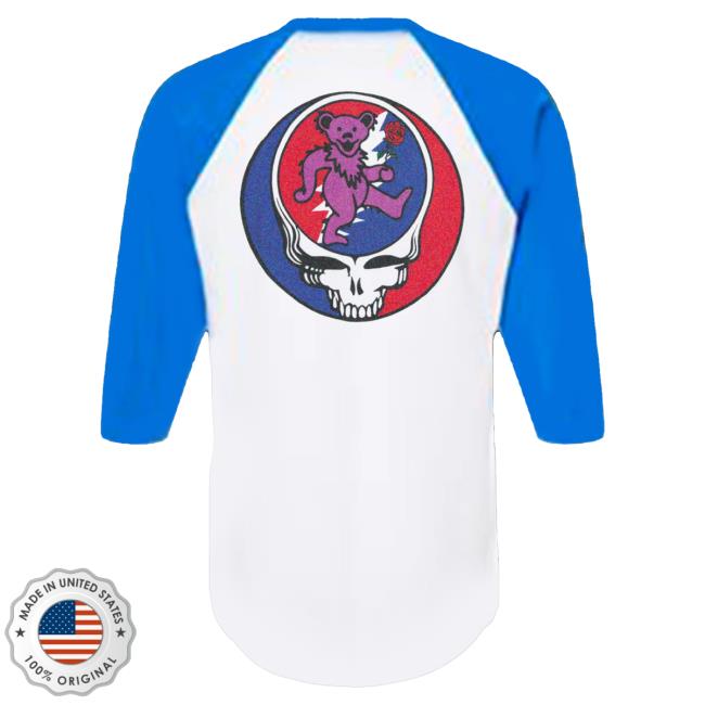 Grateful Dead Merch Store Purple Bear With Rose Baseball Tee 4 Grateful Dead Merch Store Purple Bear With Rose Baseball Tee