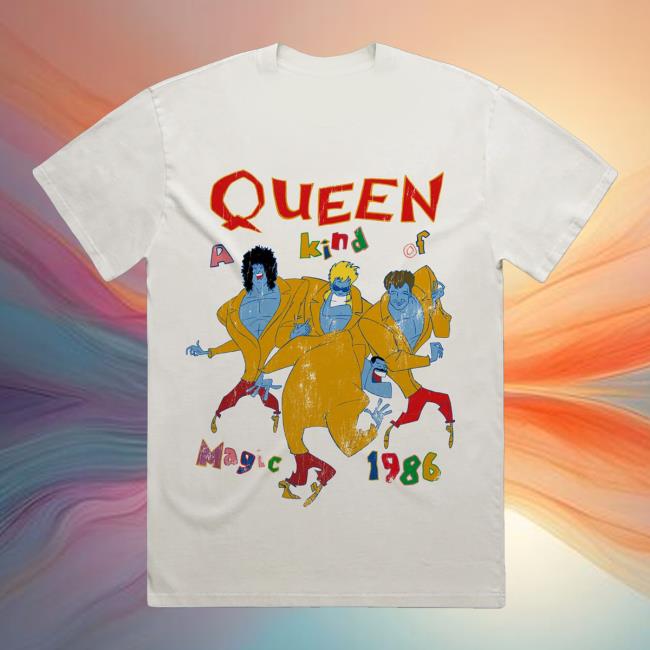 Queen Merch Store A Kind Of Magic Vintage White Tour T-Shirt